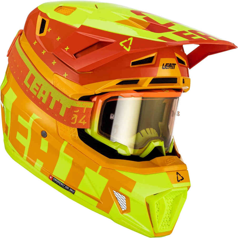Leatt 7.5 Tricolor Motocrosshjälm med skyddsglasögon