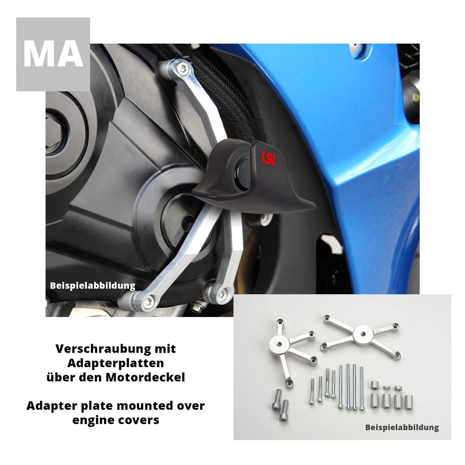 LSL Shift side SlideWing Kit 550H140.3, HONDA CBR 600F 11- / Hornet 600 11-, argent