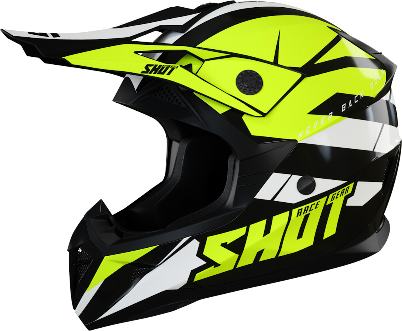 Shot Pulse Revenge Kids Motocross Helmet, black-white-yellow, Size M, black-white-yellow, Size M