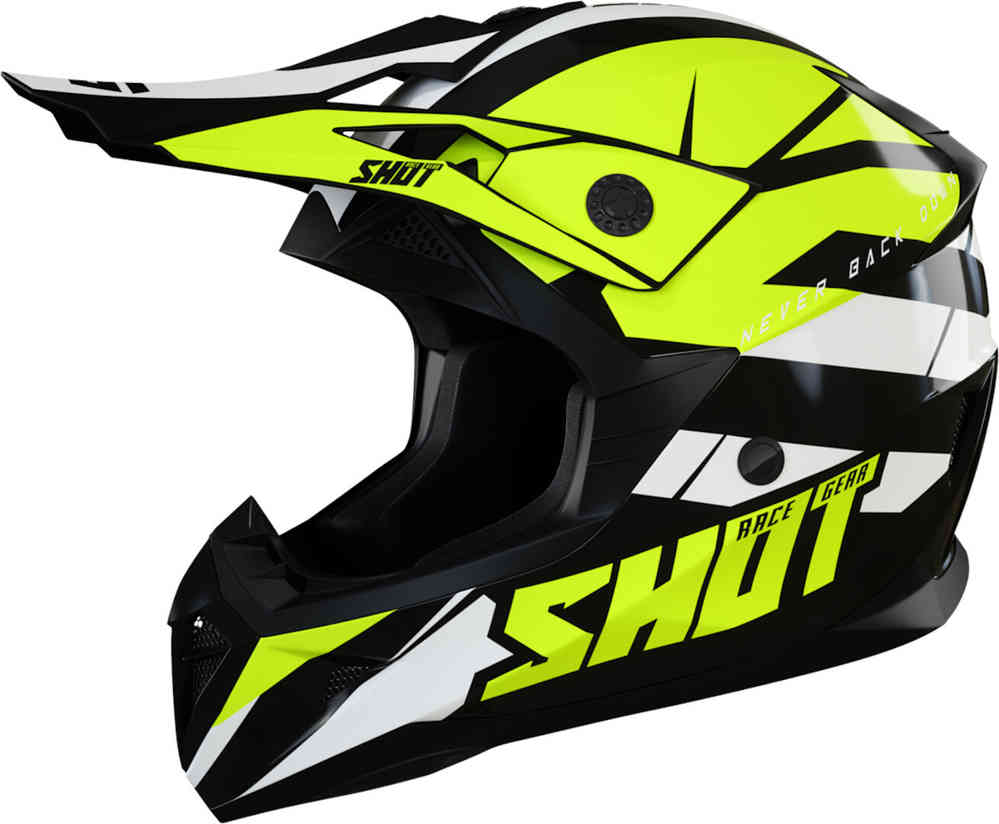 yellow and black motocross helmet