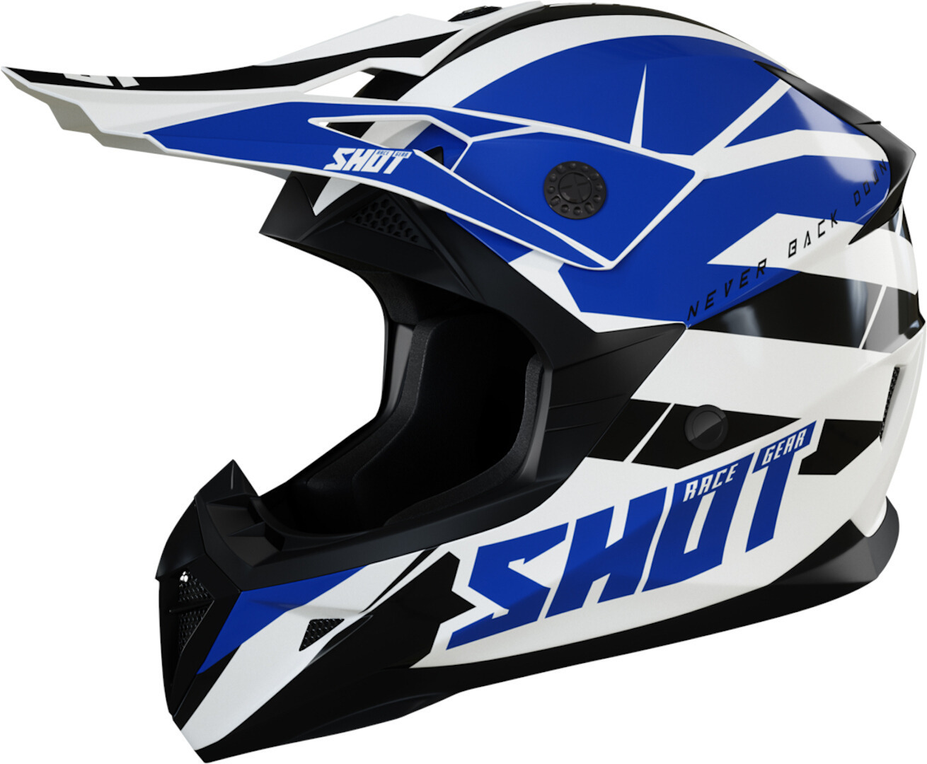 Shot Pulse Revenge Kids Motocross Helmet, black-white-blue, Size M, black-white-blue, Size M