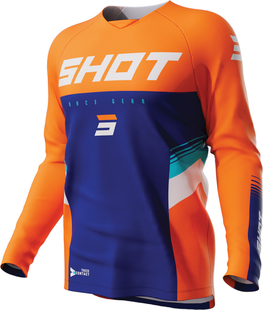 Image of Shot Raw Tracer Maglia Motocross Bambini, blu-arancione, dimensione 12 - 14 13 - 14 12/14 12 anni 13 anni