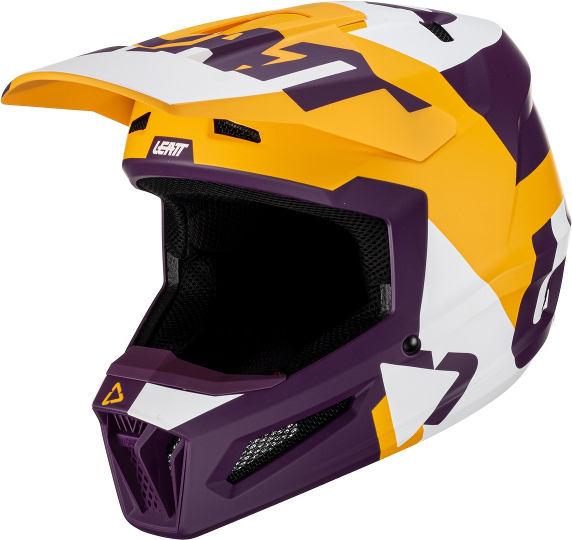 Leatt 2.5 Tricolor Motocross Helmet, purple-yellow, Size XS, purple-yellow, Size XS