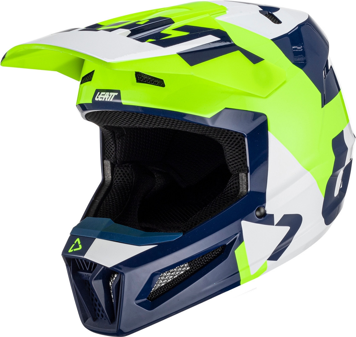 Leatt 2.5 Tricolor Motocross Helmet, green-blue, Size XS, green-blue, Size XS