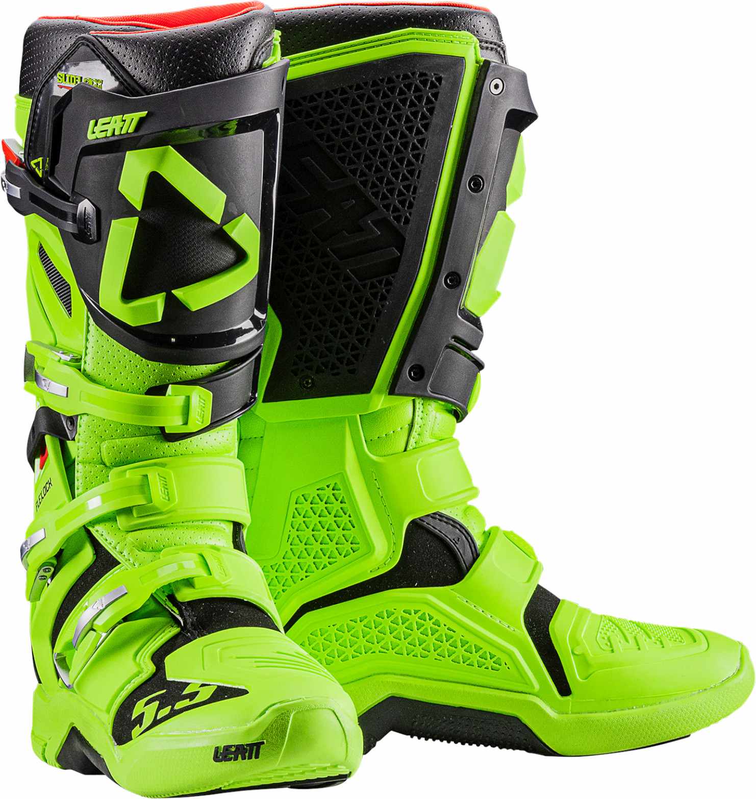 Side view of Leatt 5.5 FlexLock Motocross Boots, green-blue, Size 43 for Men