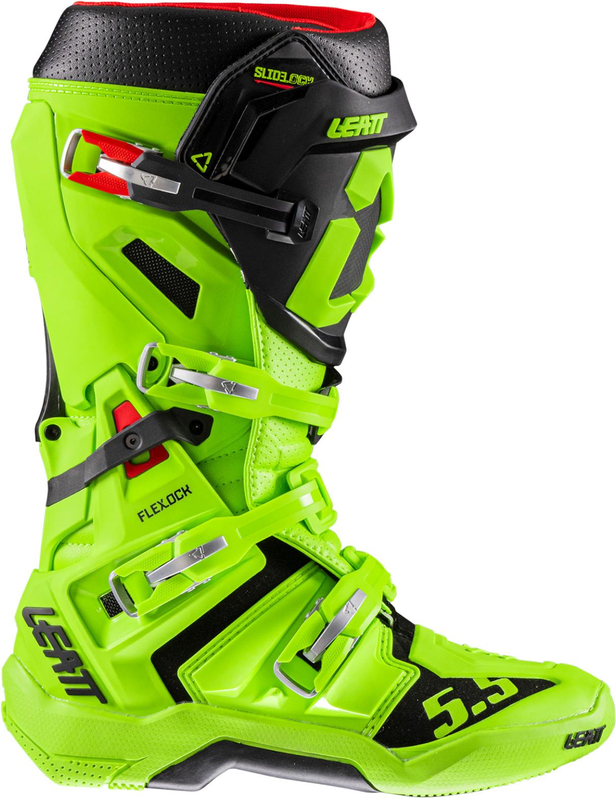 Side view of Leatt 5.5 FlexLock Motocross Boots, green-blue, Size 43 for Men