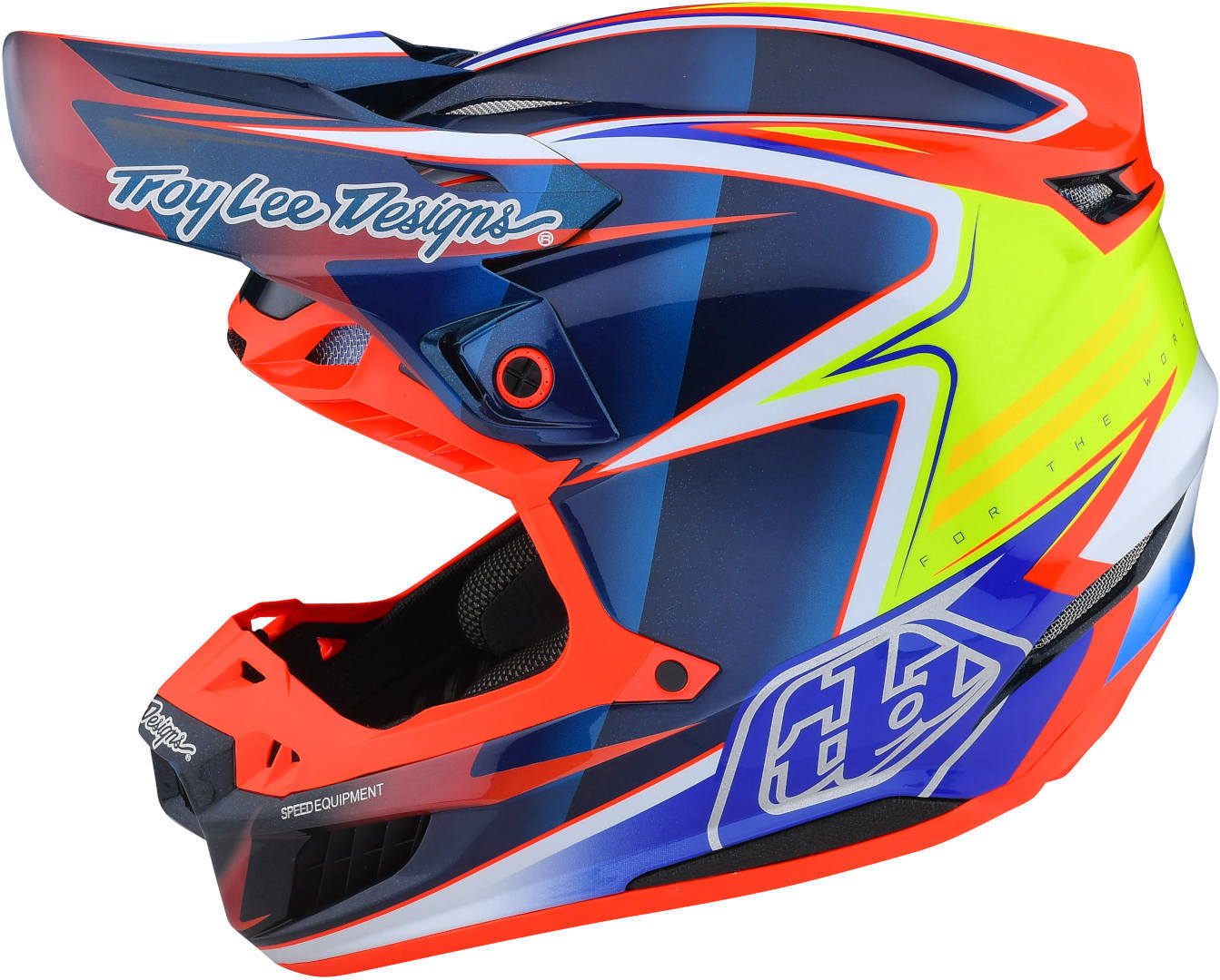 Troy Lee Designs SE5 MIPS Carbon Lines Motocross Helmet, red-blue, Size M, red-blue, Size M