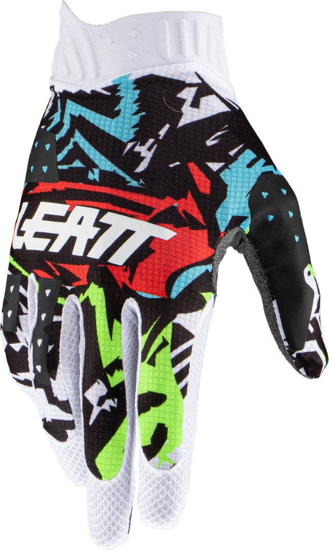 Leatt 1.5 GripR Zebra Motocross Gloves, black-white-red-blue, Size S, black-white-red-blue, Size S