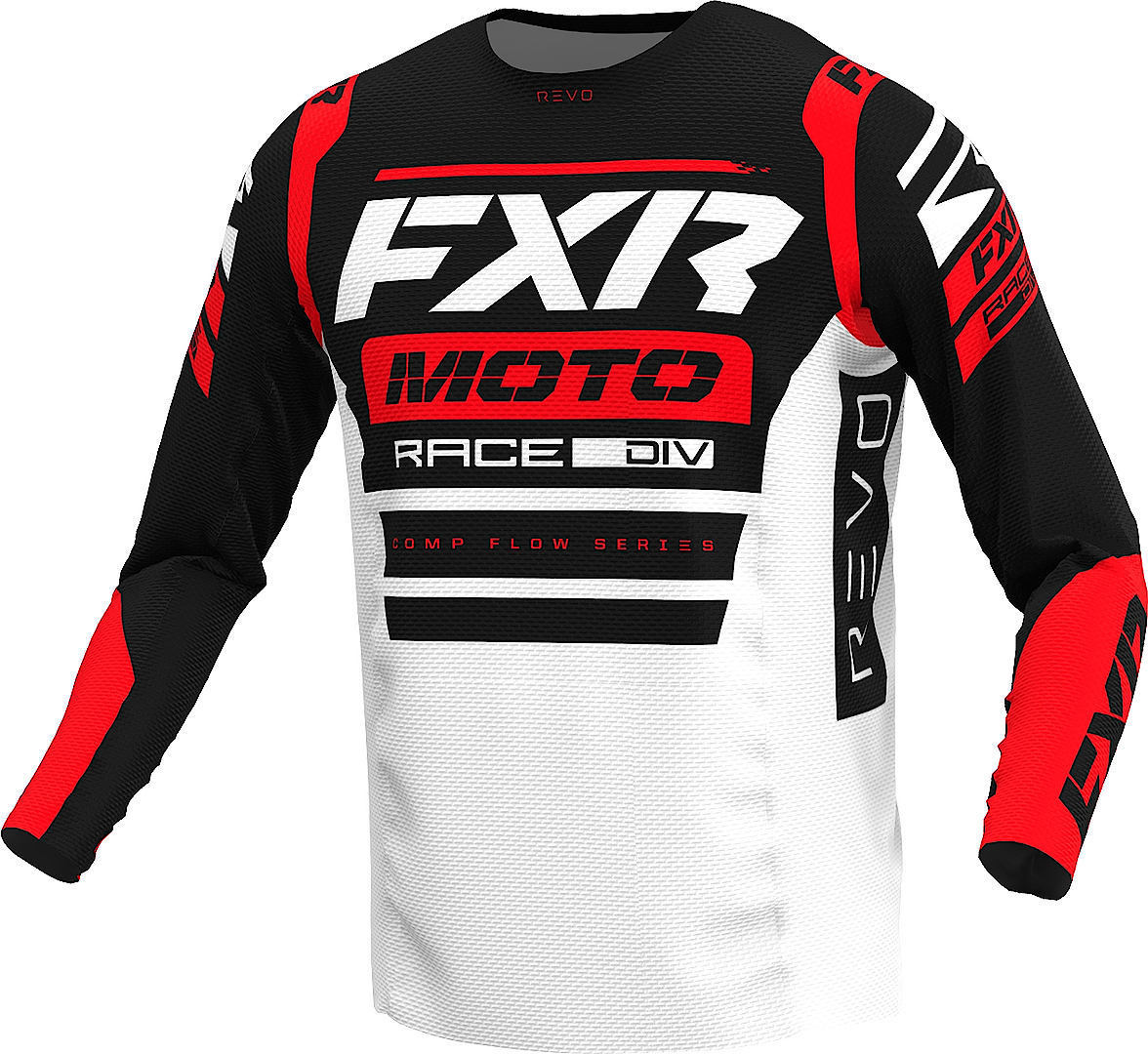 FXR Revo Comp Motocross tröja, svart-vit-röd, storlek 4XL