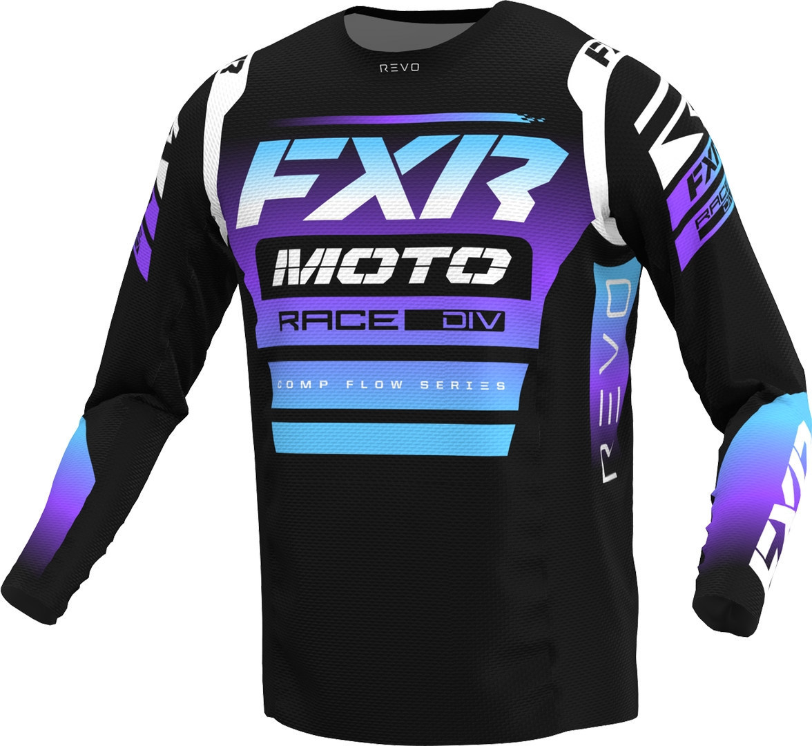 Image of FXR Revo Comp Maglia Motocross, nero-porpora, dimensione 3XL