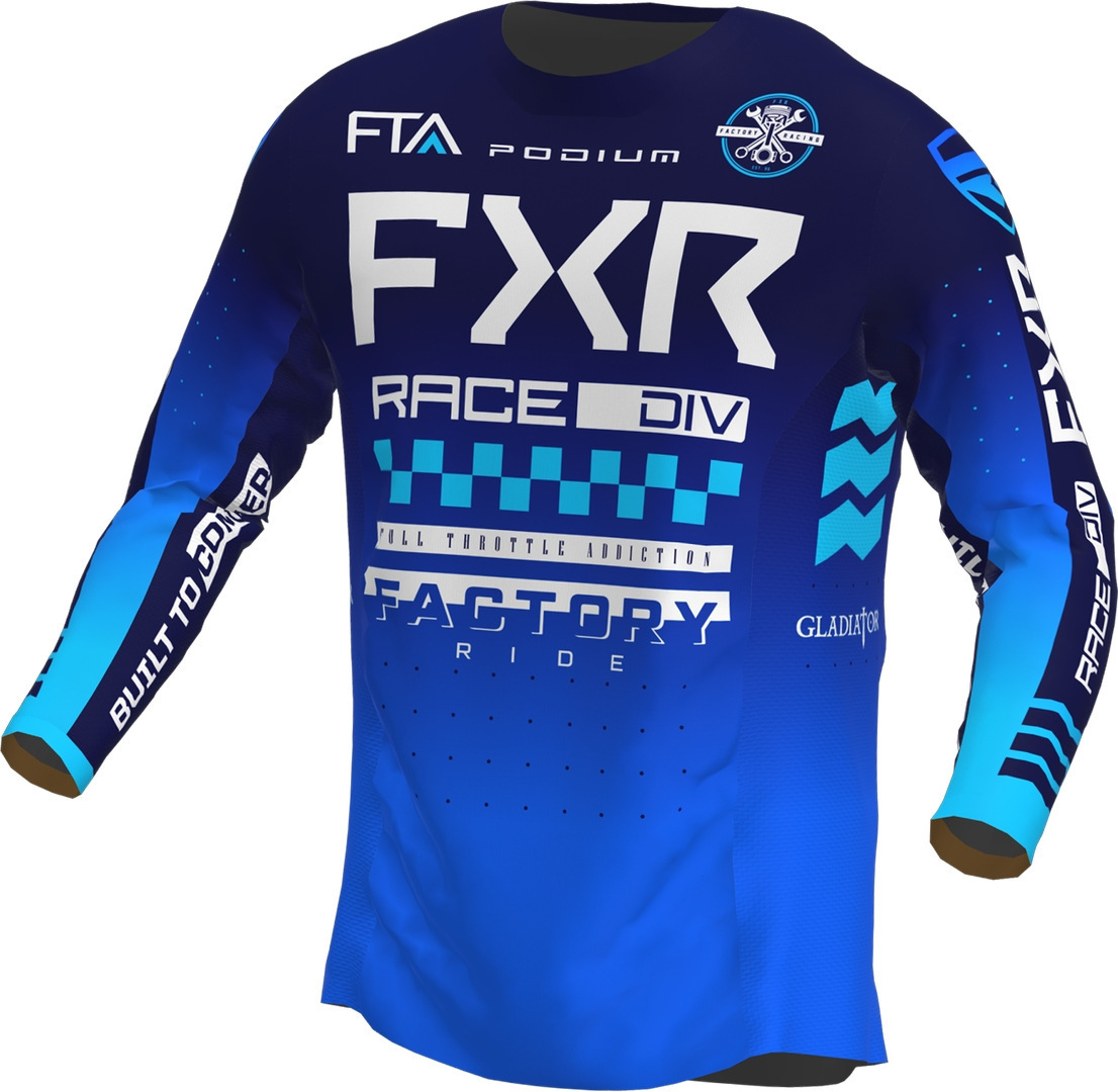 FXR Podium Gladiator 2023 Motocross Jersey, white-blue, Size XS, white-blue, Size XS