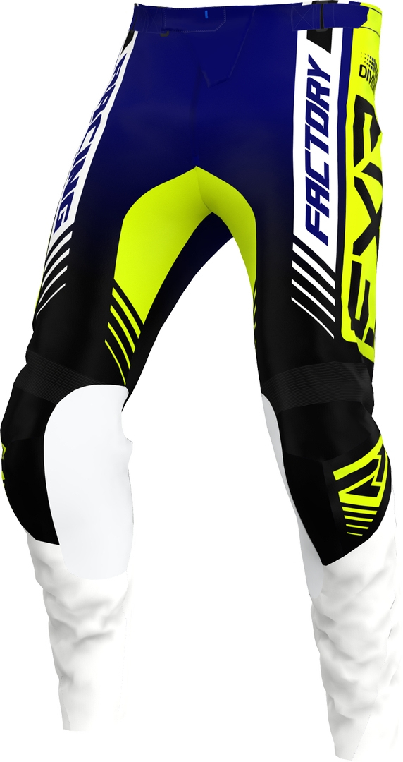 FXR Clutch Pro 2023 Motorcross broek, wit-blauw-geel, afmeting 40