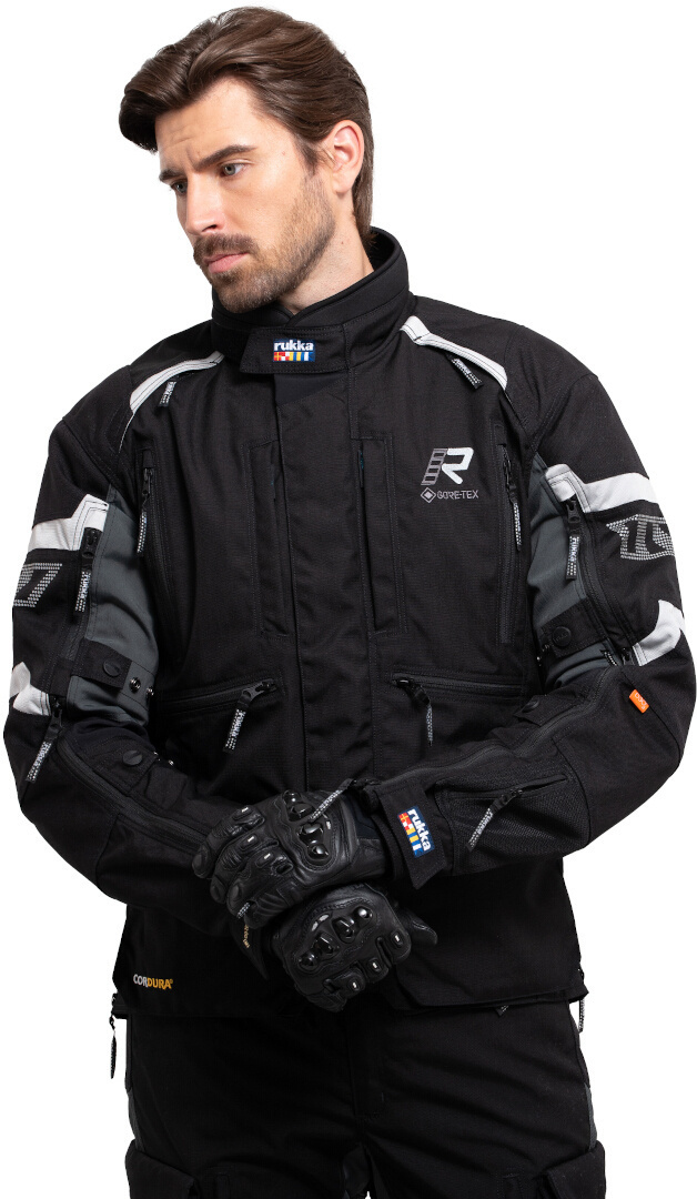 Side view of Rukka Madagasca-R Motorcycle Textile Jacket, black-grey, Size 48 for Men