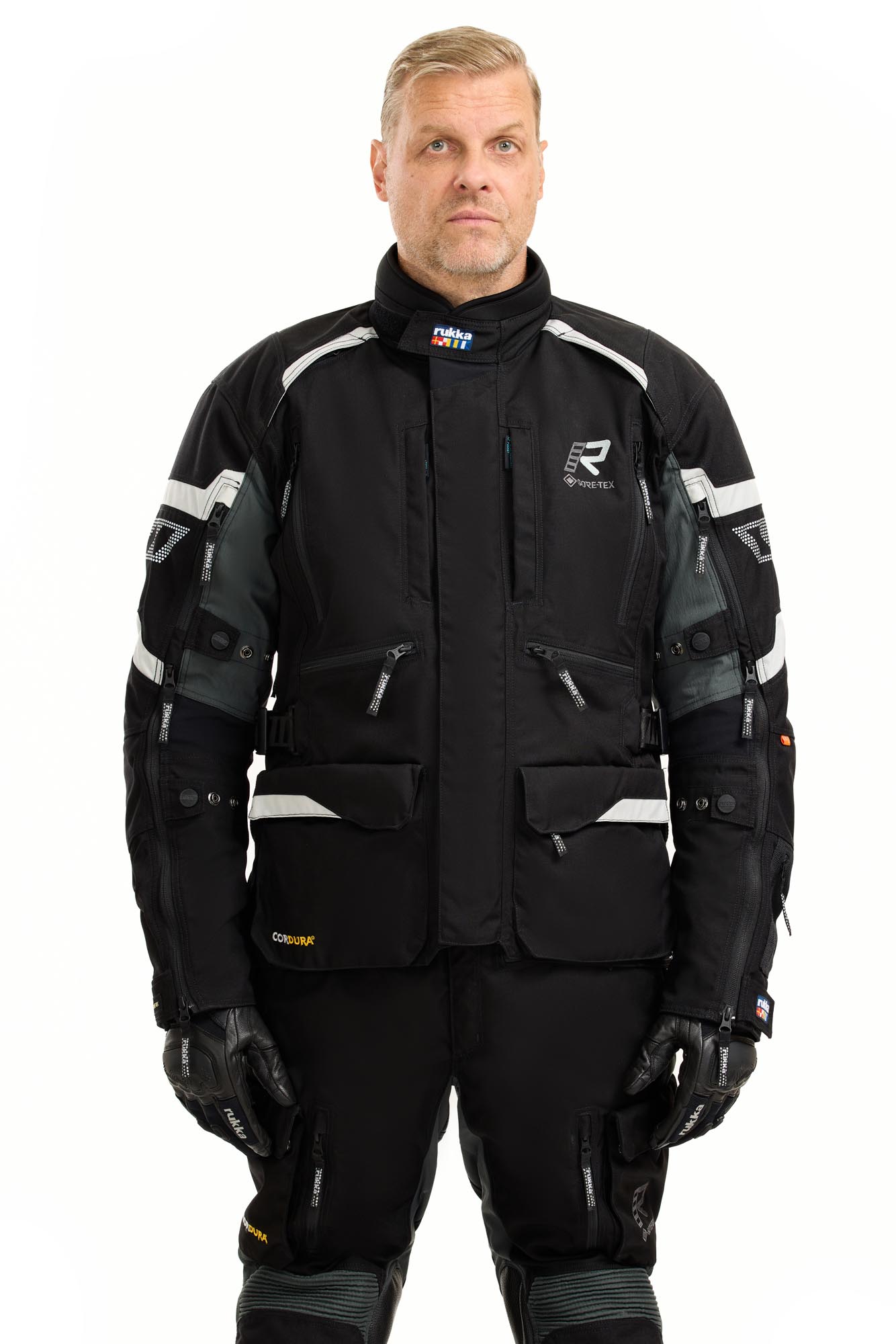 Side view of Rukka Madagasca-R Motorcycle Textile Jacket, black-grey, Size 48 for Men