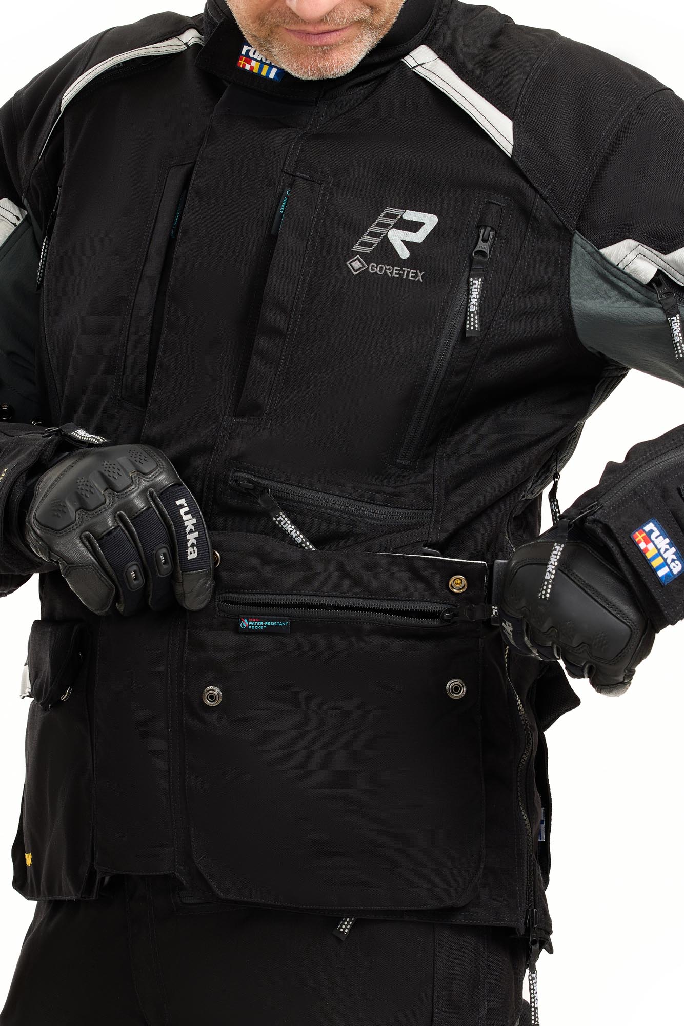 Side view of Rukka Madagasca-R Motorcycle Textile Jacket, black-grey, Size 48 for Men