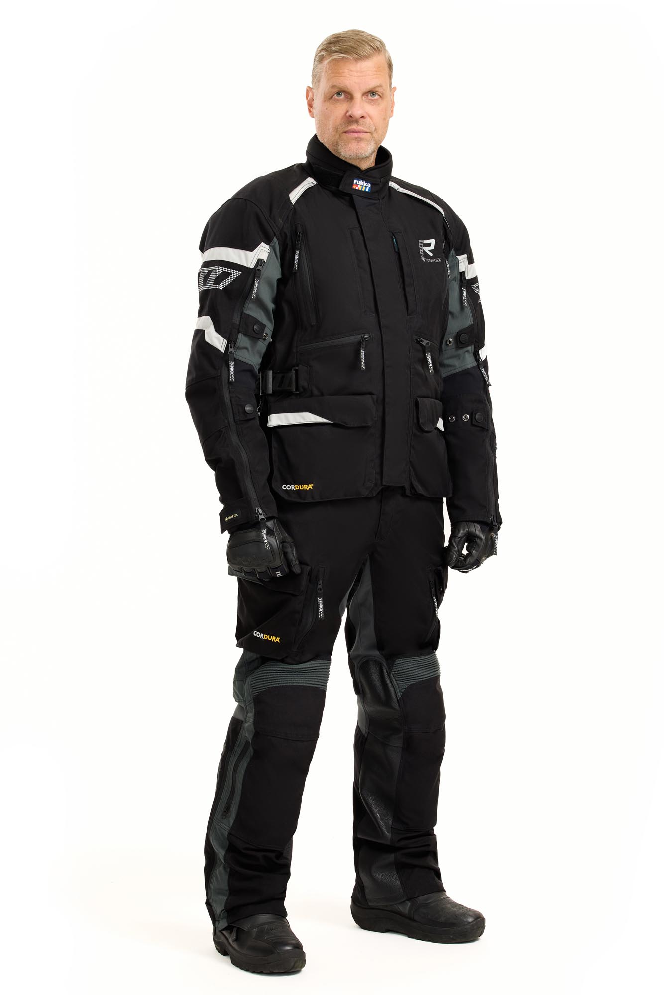 Side view of Rukka Madagasca-R Motorcycle Textile Jacket, black-grey, Size 48 for Men