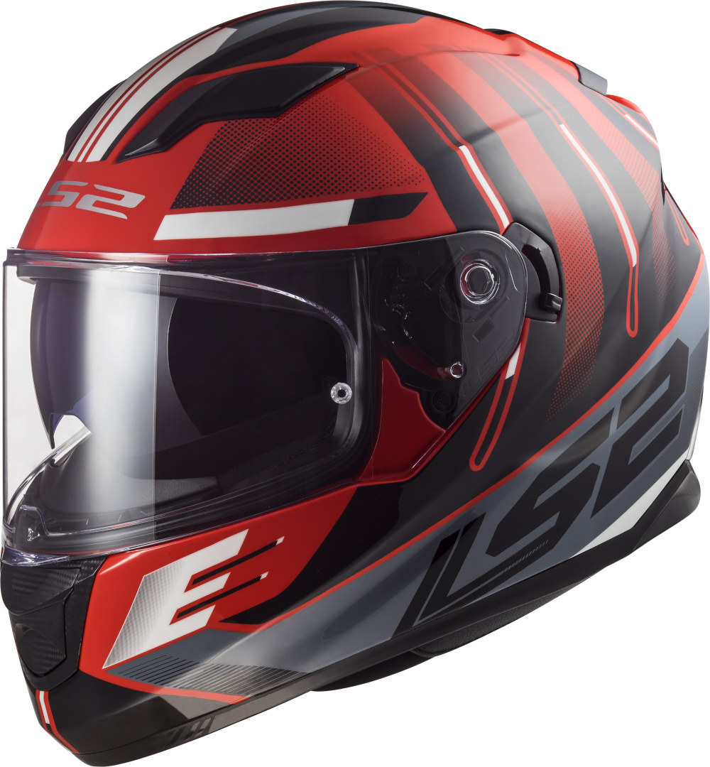 LS2 FF320 Stream Evo Shadow Helm, zwart-wit-rood, afmeting S