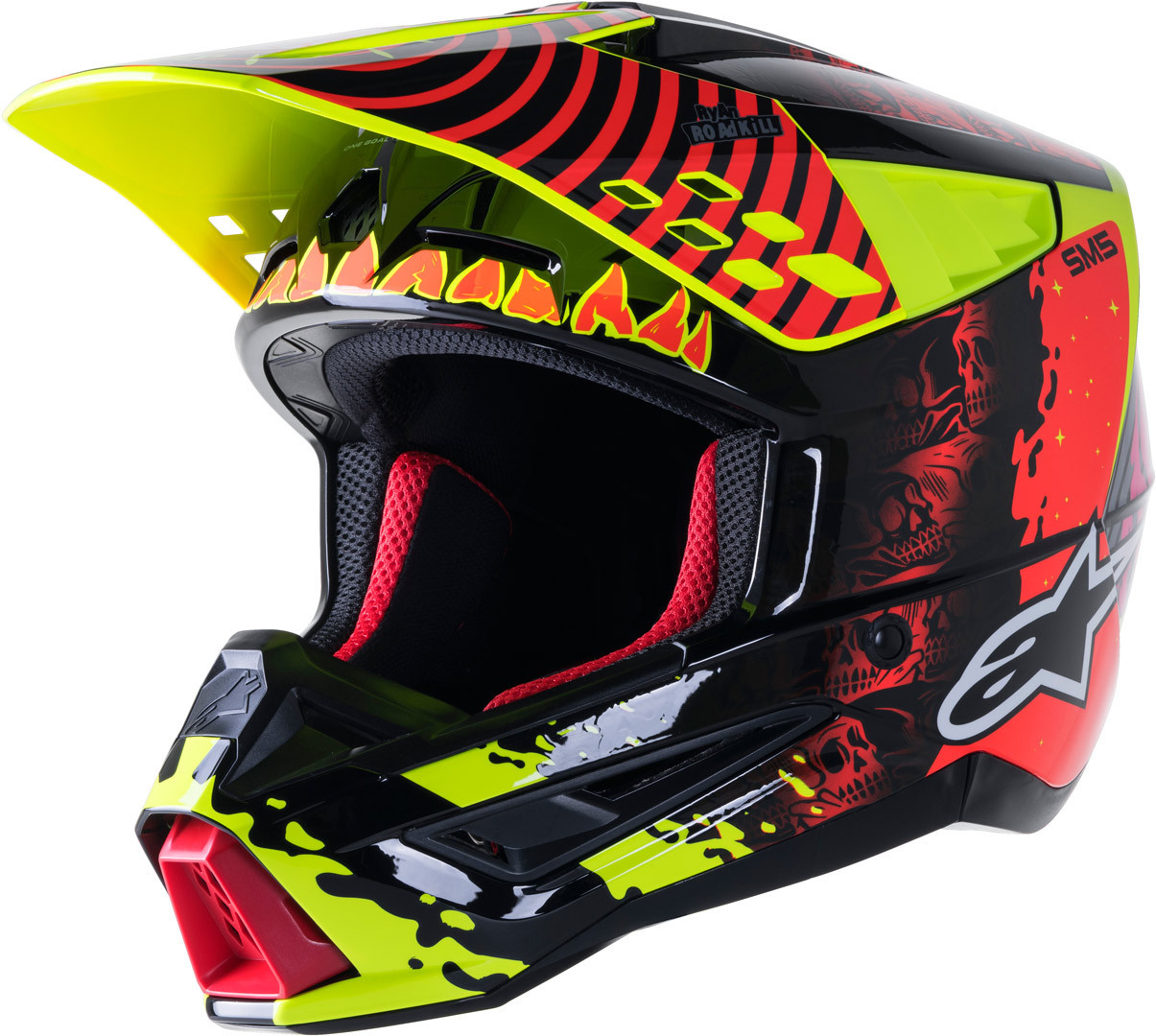 Alpinestars S-M5 Solar Flare Motocross Helmet, black-red-yellow, Size 2XL, 2XL Black Red Yellow unisex