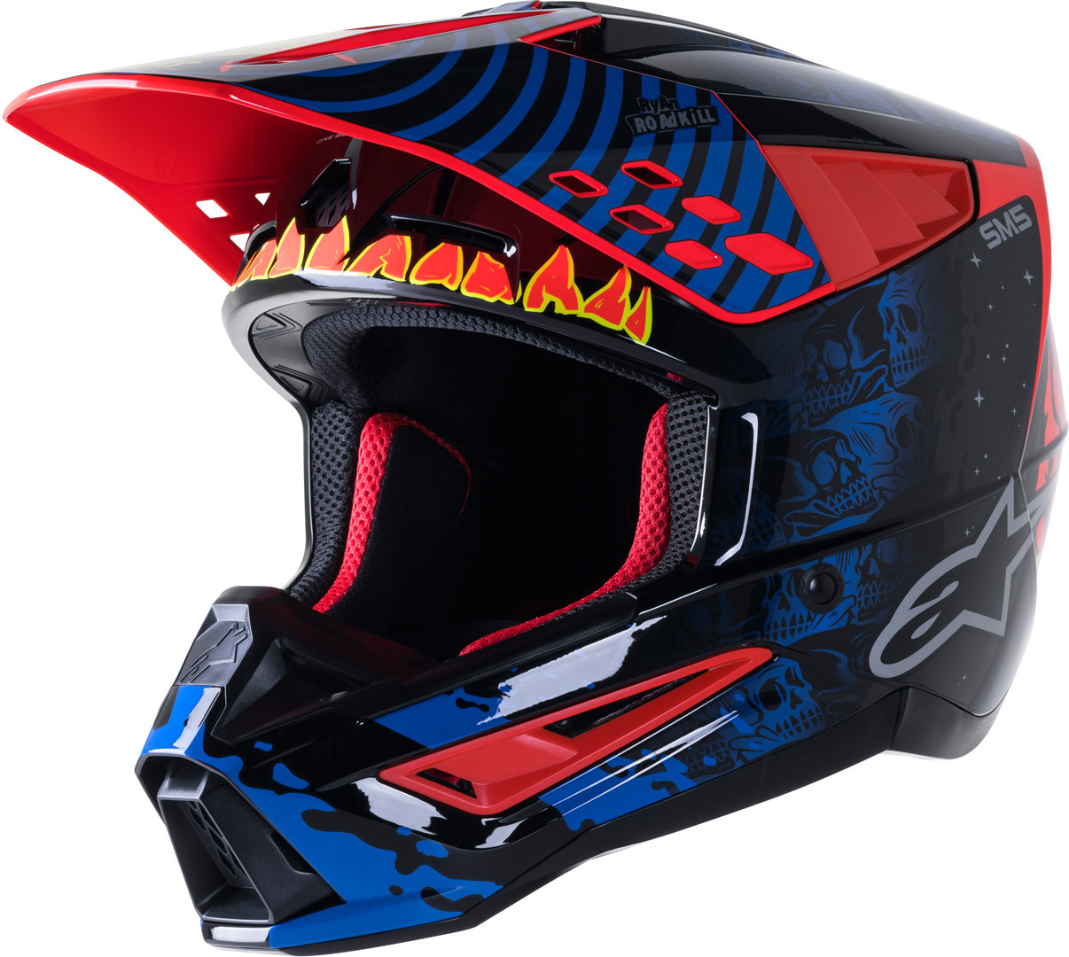 Alpinestars S-M5 Solar Flare Motocross Helmet, black-red, Size XS, XS Black Red unisex