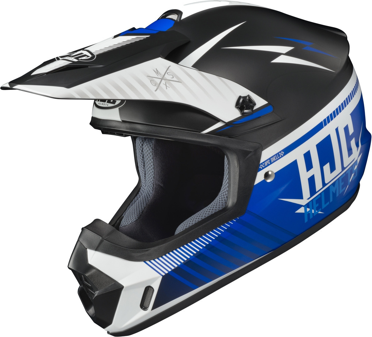 HJC CS-MX II Tweek Motocross Helmet, black-white-blue, Size L, black-white-blue, Size L