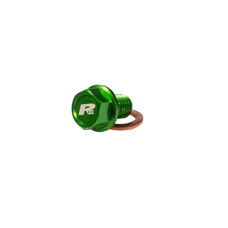 Rfx Unisex Green Pro Magnetic Drain Bolt (Green) [M8 X 16Mm X 1.5] - Kawasaki Kxf250/450