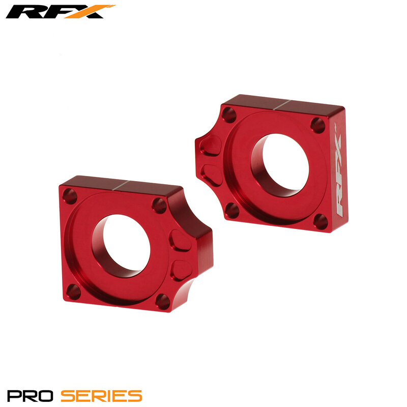 RFX Pro Rear Axle Adjuster Blocks (Red) - Honda CRF150