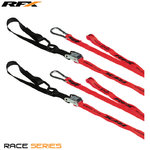 RFX Anéis de amarração de corrida Série 1.0 (Vermelho/Preto) com fivela adicional e clipe de mosquetão