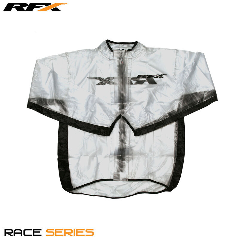 RFX RFX Chaqueta de lluvia deportiva (transparente / negro) - talla infantil S (6-8)