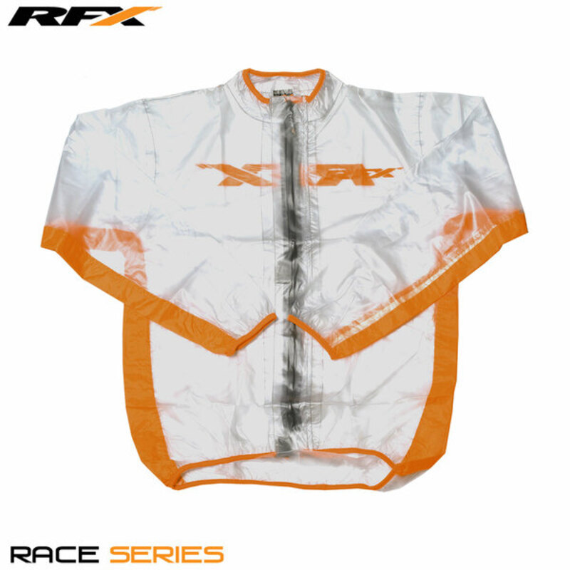 RFX Sport RFX Regenjacke (Transparent/Orange) - XL Kindergröße (12-14 Jahre)
