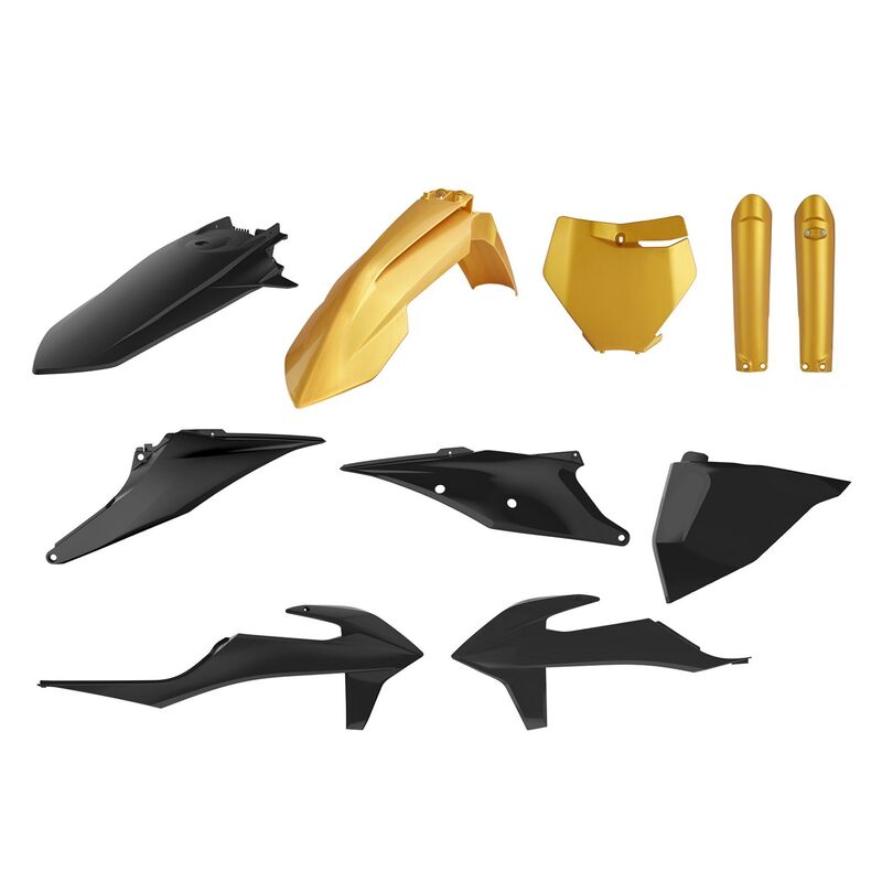 POLISPORT Metal FLow Plastic Kit Gold/Black - Beta KTM, black