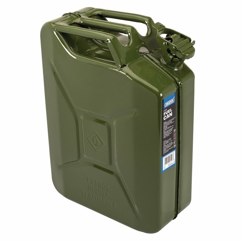 DRAPER Steel Fuel Can - Green 20L, Size 10 mm, green, Size 10 mm