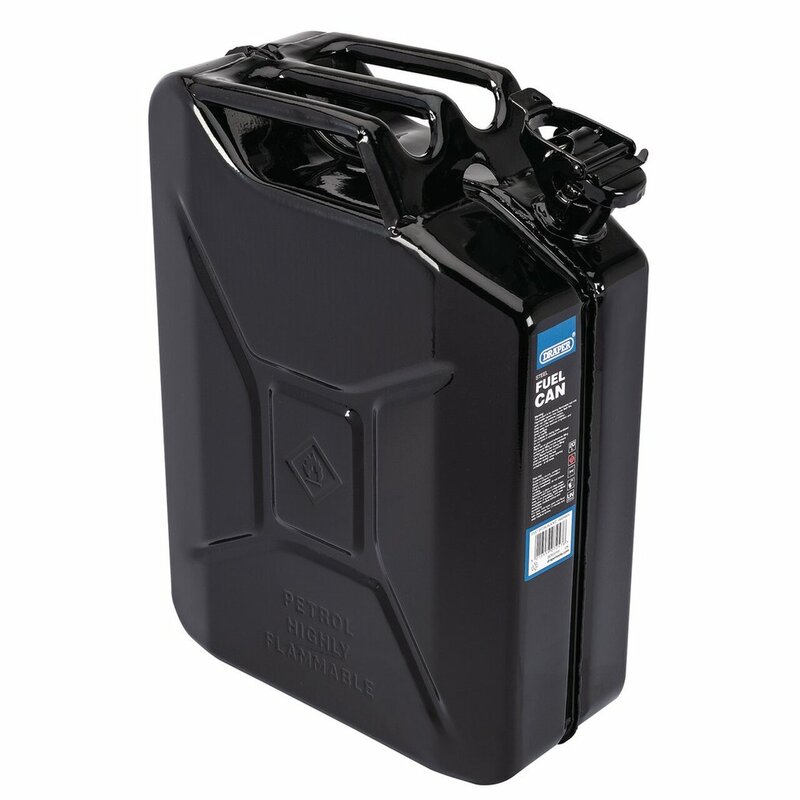 DRAPER Steel Fuel Can - Black 20L, Size 10 mm, black, Size 10 mm