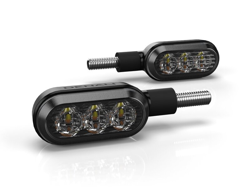 DENALI T3 Switchback M8 LED 3in1 Indikator Baglygte Kombination Krop Sort / Linse Klar (Par), Bagside, hvid