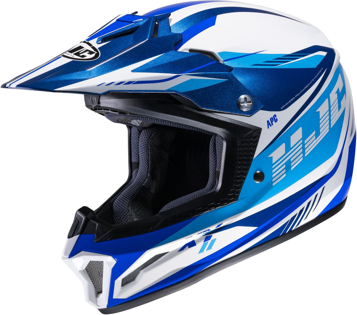 HJC CL-XY II Drift Jeugd Motorcross Helm, wit-turquoise-blauw, afmeting S