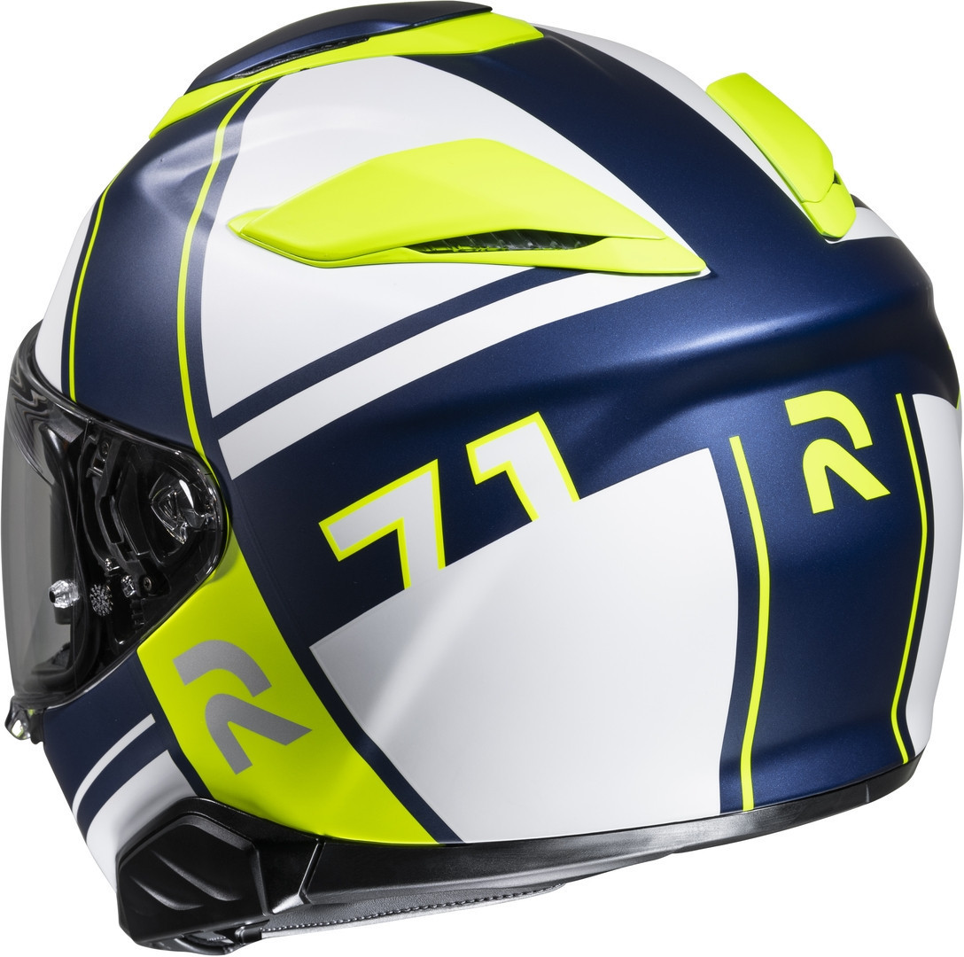 Side view of HJC RPHA 71 Zecha Helmet, blue-yellow, Size 2XL for Men