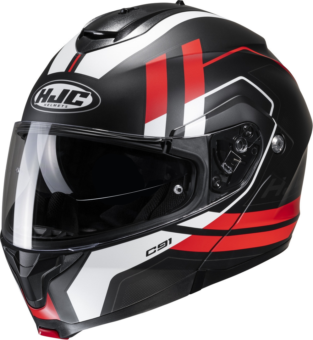 HJC C91 Octo Helmet, black-white-red, Size M, black-white-red, Size M