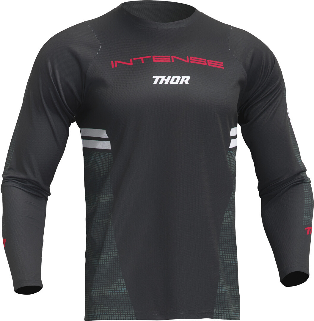 Thor Intense Assist 2023 Longsleeve Bicycle Jersey, black-white-red, Size XS for Men-image-234934241