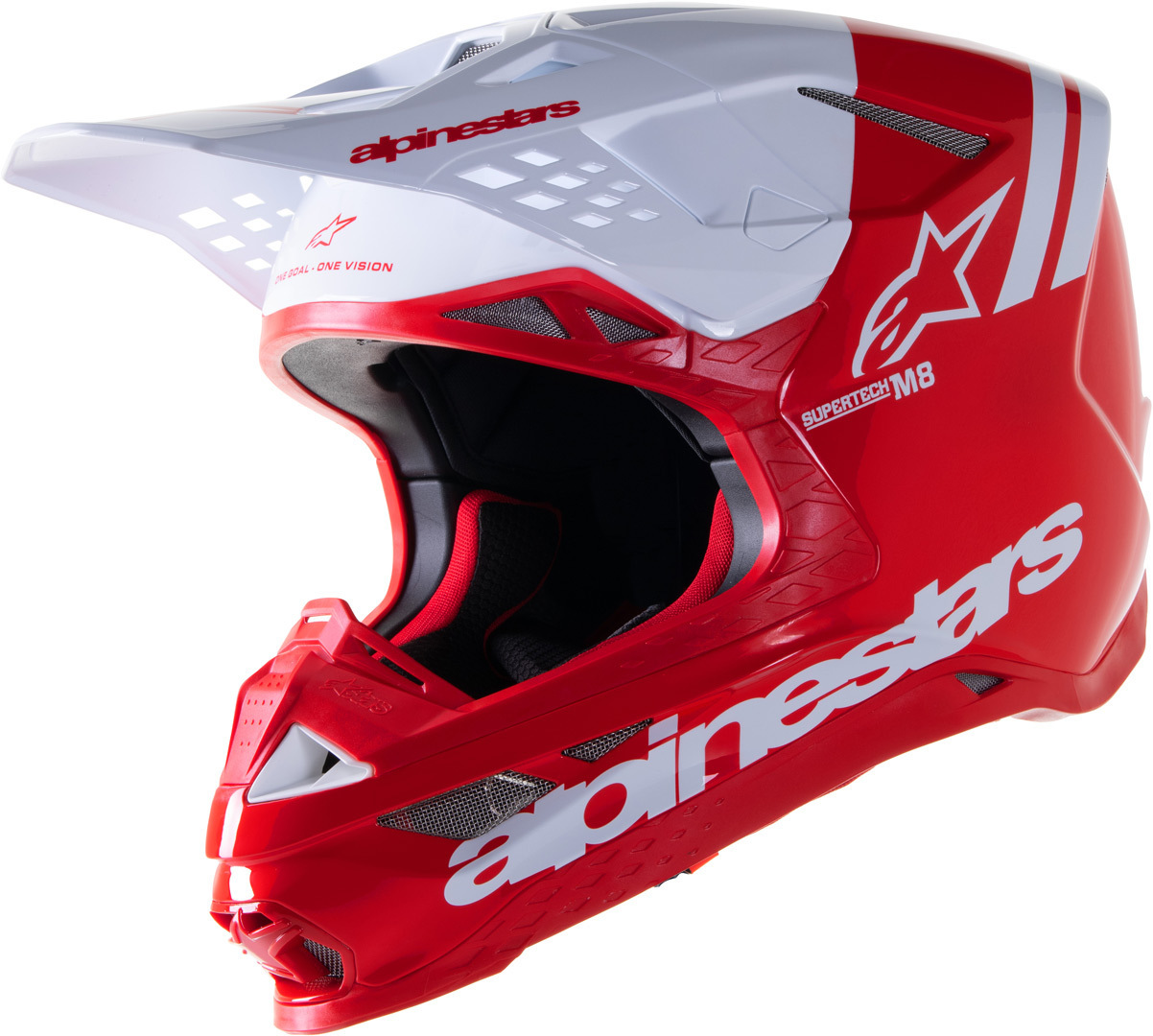 Alpinestars Supertech M8 Radium 2 Motocross Helmet, white-red, Size S, white-red, Size S