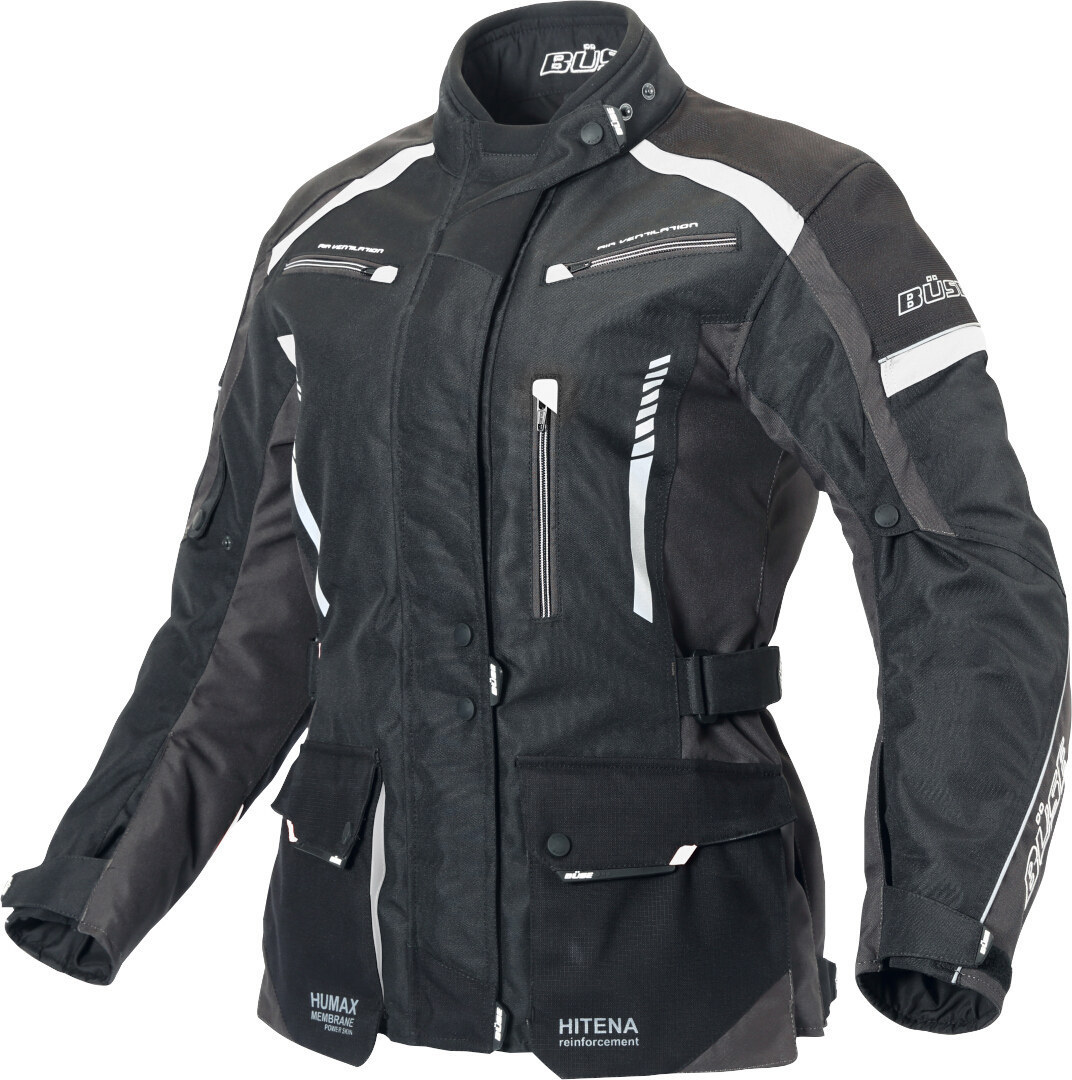 Image of Büse Torino II Giacca tessile moto da donna, nero-bianco, dimensione 42 per donne