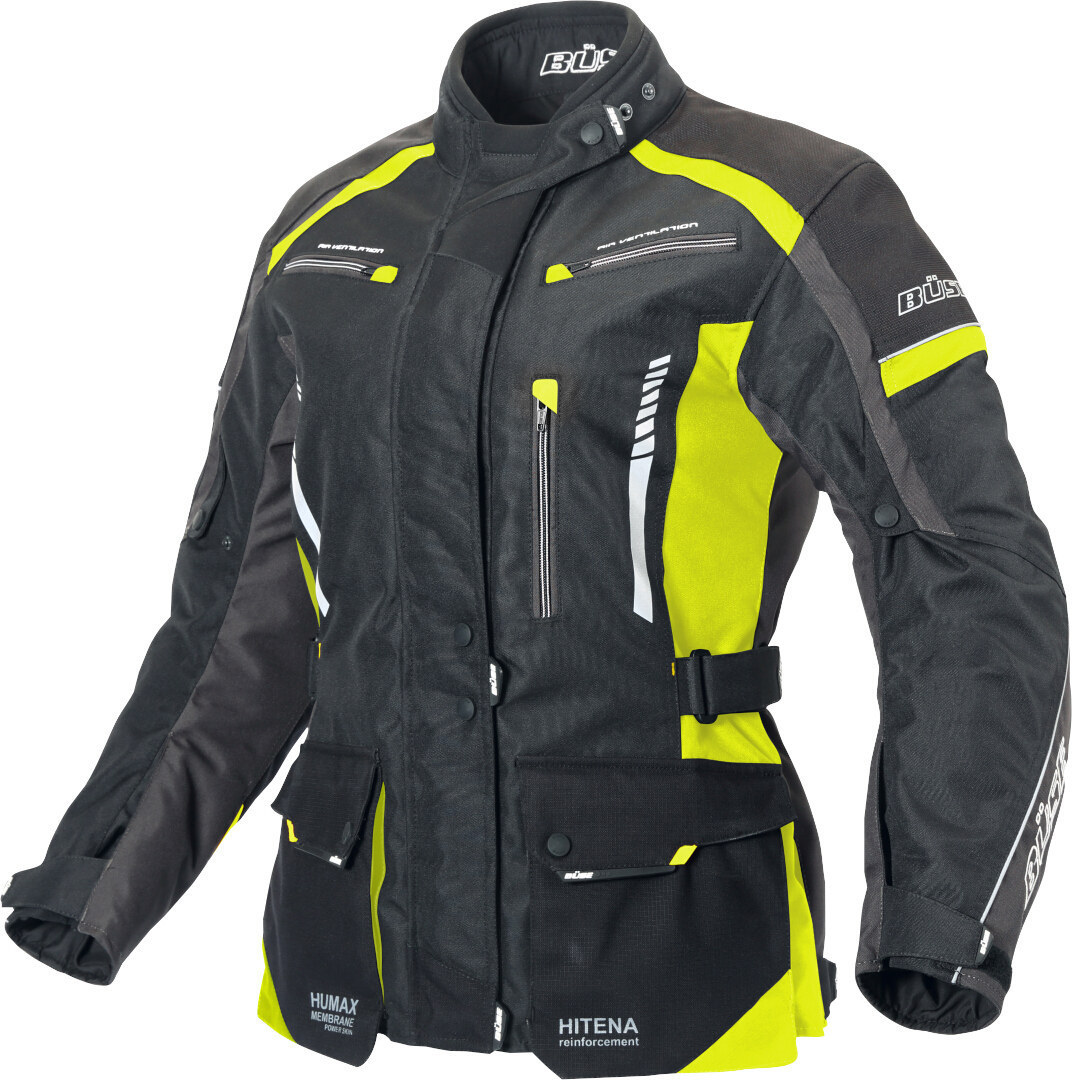 Image of Büse Torino II Giacca tessile moto da donna, nero-giallo, dimensione 34 per donne