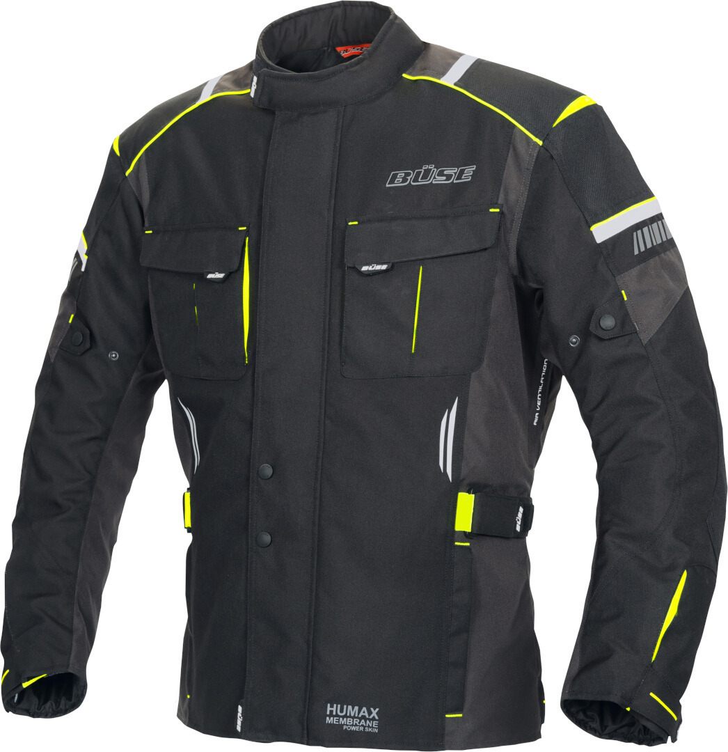 Büse Breno Pro Motorcykel Textil Jacka, svart-gul, storlek 2XL