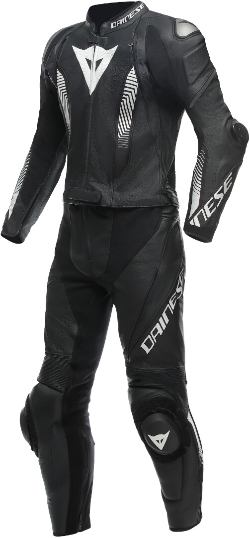 Dainese Laguna Seca 5 2-delad perforerad motorcykelläderdräkt, svart-vit, storlek 46