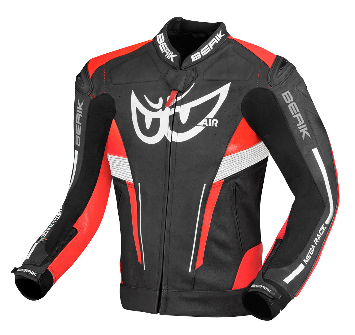 Berik Air-B Motorcycle Leather Jacket, black-red, Size 48, black-red, Size 48