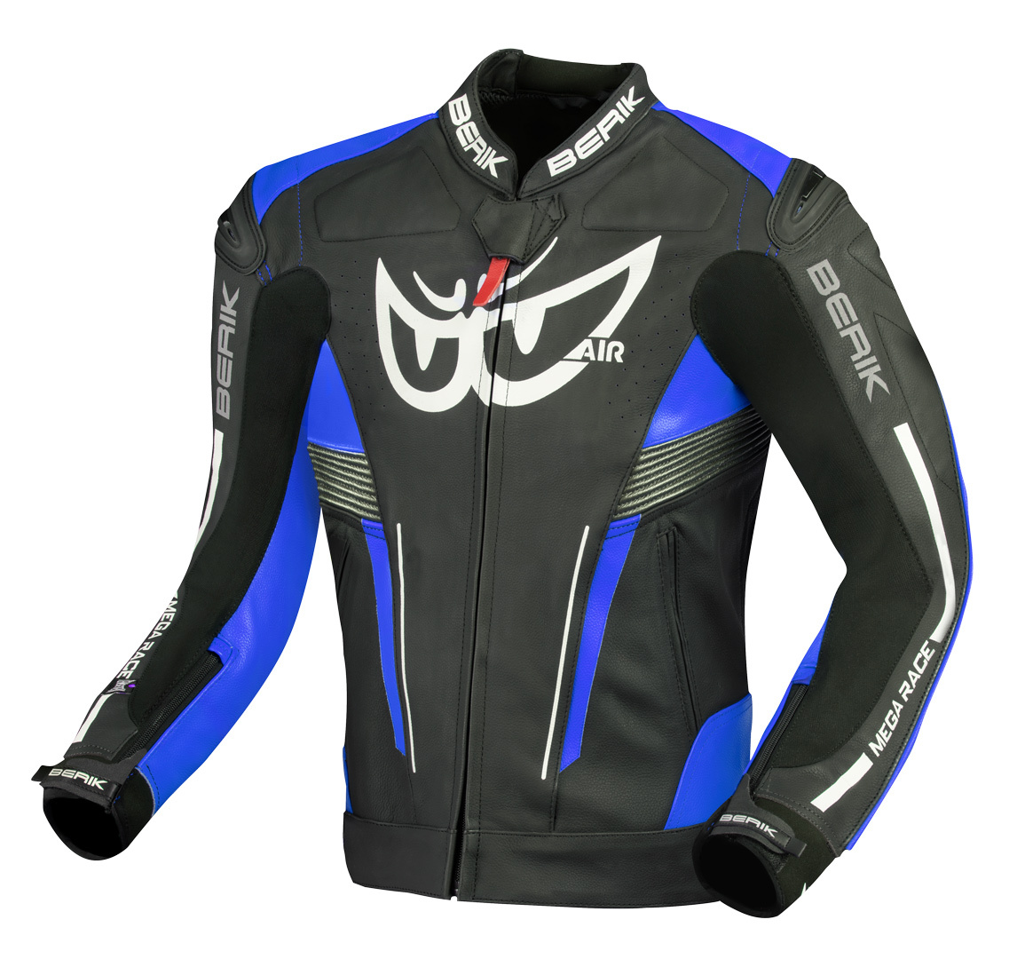 Berik Air-B Motorcycle Leather Jacket, black-blue, Size 48, black-blue, Size 48