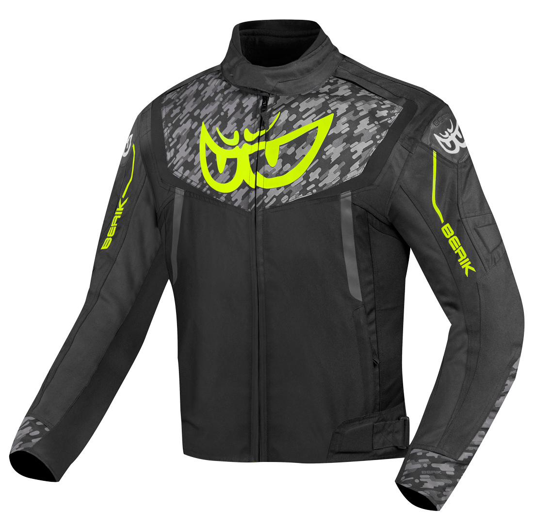 Berik Camo Street Водонепроницаемая мотоциклетная текстильная куртка Черный/Желтый 58 