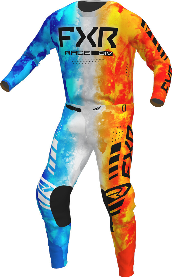 Side view of FXR Podium 2023 Youth Motocross Pants, blue-orange, Size XL