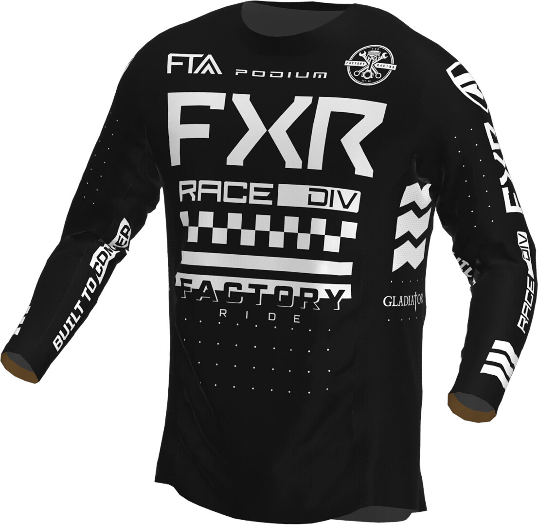 FXR Podium Gladiator 2023 Youth Motocross Jersey, black-white, Size S, black-white, Size S