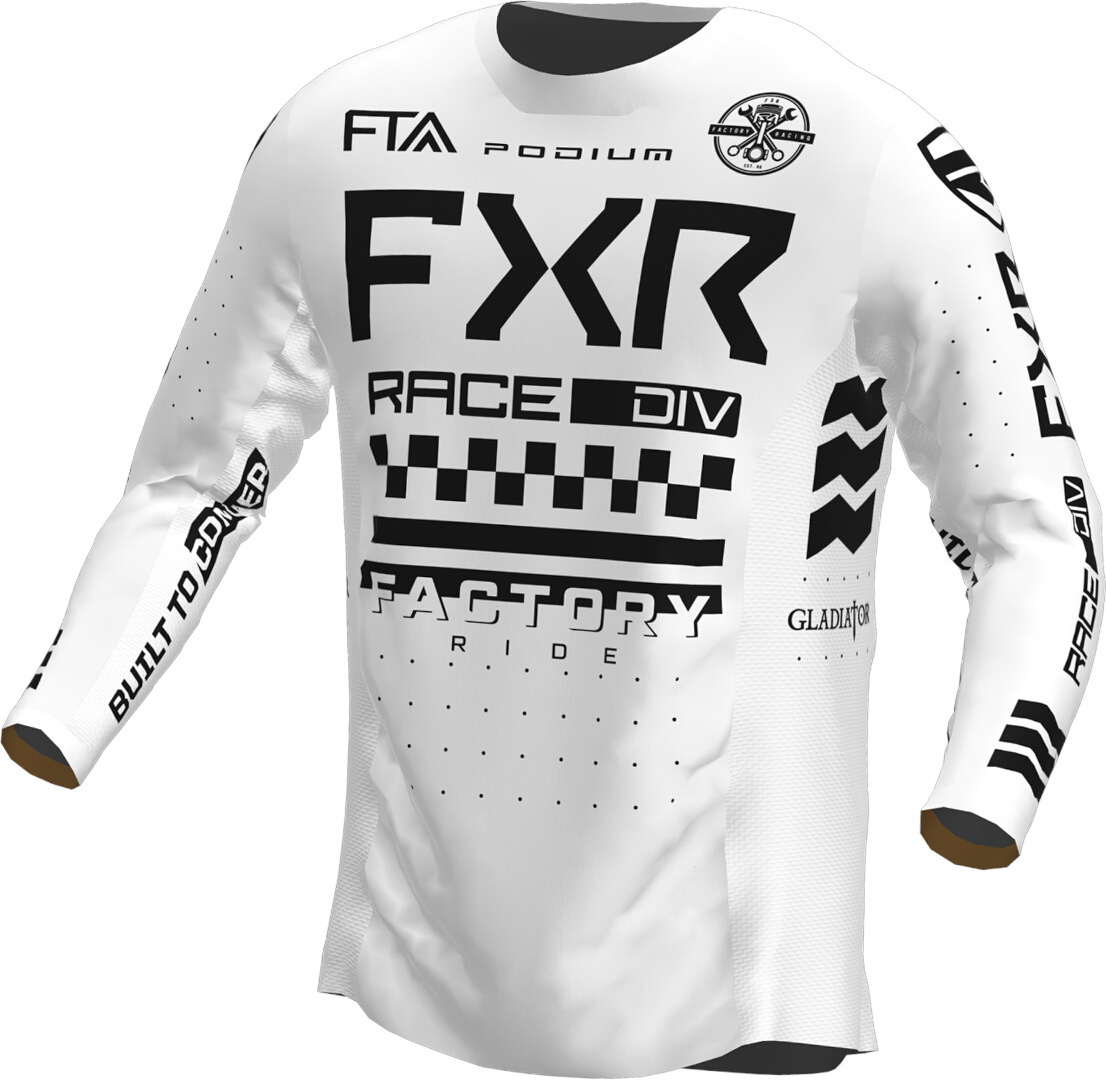 FXR Podium Gladiator 2023 Youth Motocross Jersey, black-white, Size S, black-white, Size S