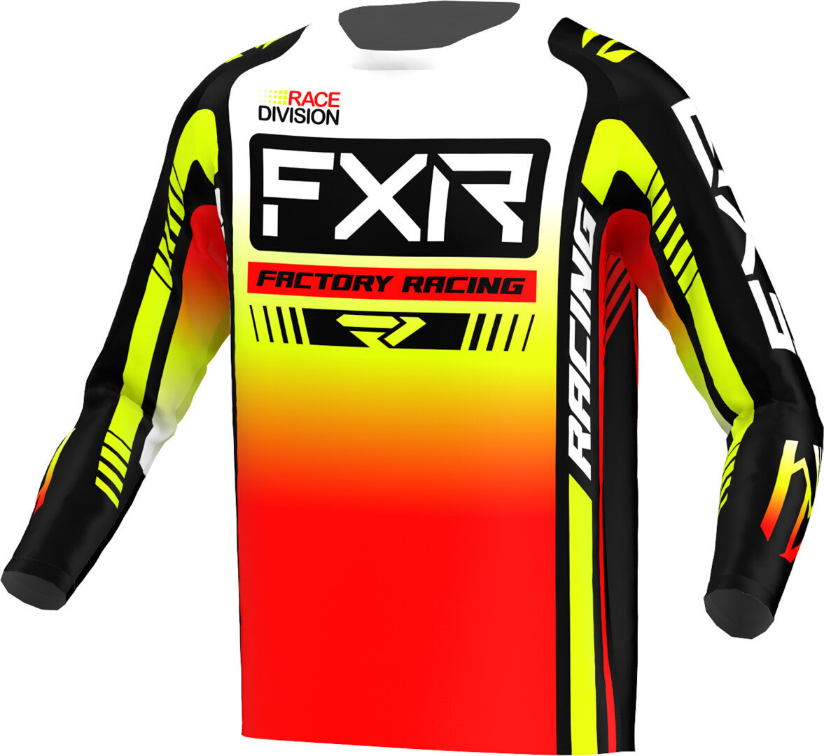 FXR Clutch Pro Youth Motocross Jersey, black-white-yellow, Size S, black-white-yellow, Size S