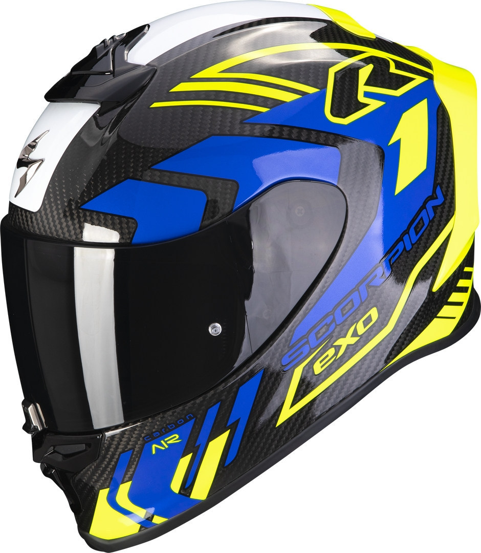 Scorpion EXO-R1 Evo Air Supra Kolfiberhjälm, blå-gul, storlek XS